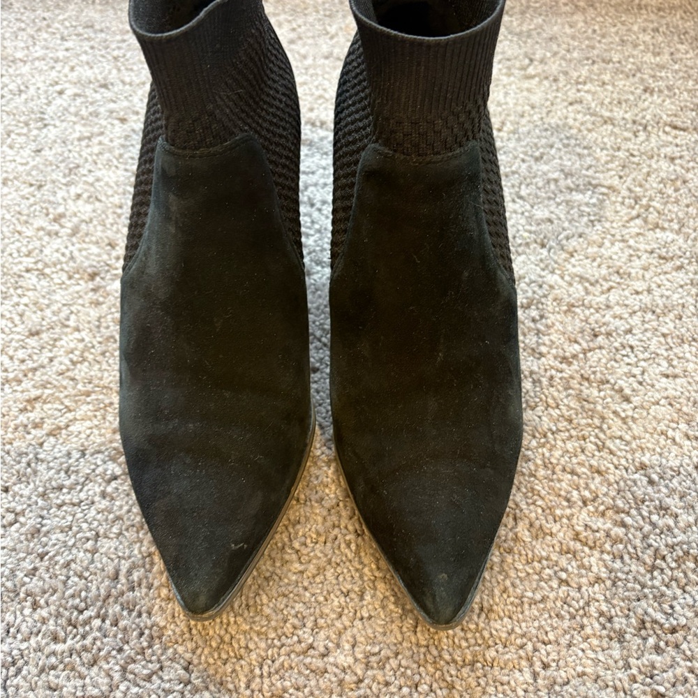 Cole Haan Black Pointed Suede Sock Booties